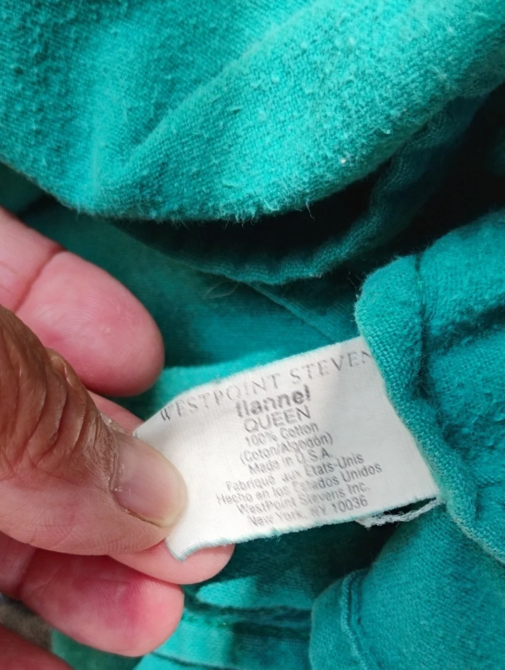 🪶 GREEN FLANNEL SHEET QUEEN WEST POINT FLAT VNPLC